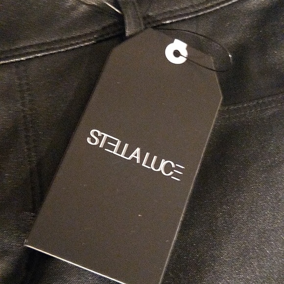 BNWT Stella Luce black faux leather jeans/ pants size medium - Picture 2 of 7
